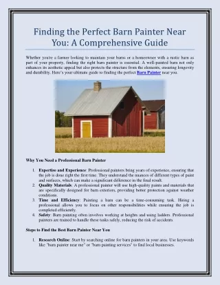 Finding the Perfect Barn Painter Near You A Comprehensive Guide