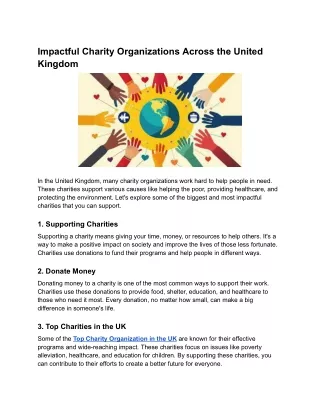 Impactful Charity Organizations Across the United Kingdom