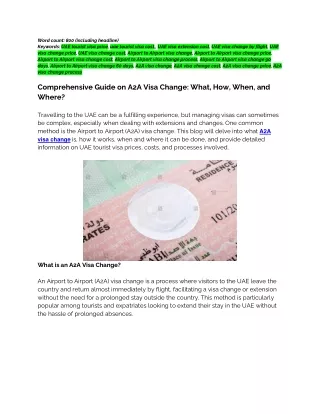 Comprehensive Guide on A2A Visa Change: What, How, When, and Where?