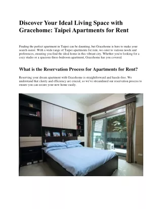 Taipei Apartments for Rent