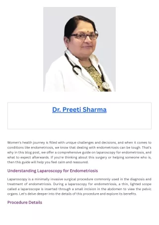 Dr. Preeti Sharma: Expert in Obstetrics & Gynecology