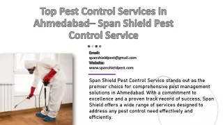 top Pest Control Services in Ahmedabad – Span Shield Pest Control Service