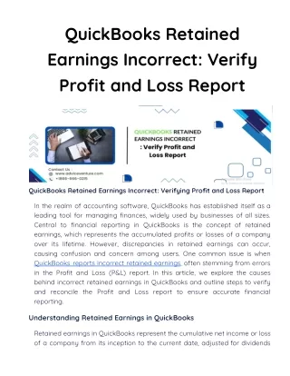 QuickBooks Retained Earnings Incorrect_ Verify Profit and Loss Report