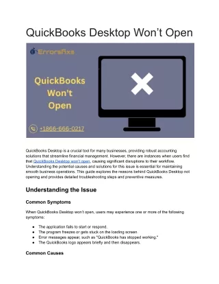 QuickBooks Desktop Won’t Open