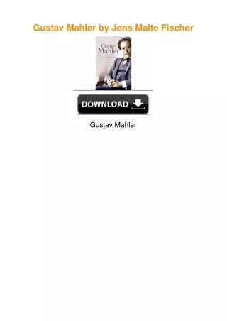 Gustav Mahler by Jens Malte Fischer