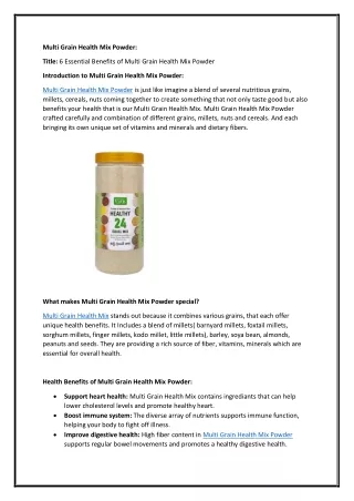 6 Essential Benefits of Multi Grain Health Mix Powder