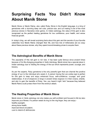 Surprising Facts You Didn't Know About Manik Stone