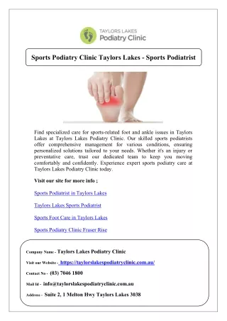 Sports Podiatry Clinic Taylors Lakes - Sports Podiatrist