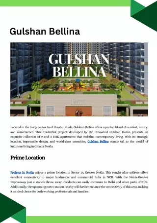 Gulshan Bellina 2 & 3 BHK Apartments Sector 16 Greater Noida