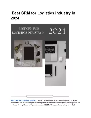 Best CRM for Logistics industry in 2024