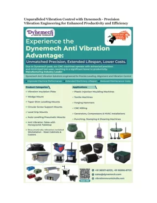 Unparalleled Vibration Control with Dynemech - Precision Vibration Engineering for Enhanced Productivity and Efficiency