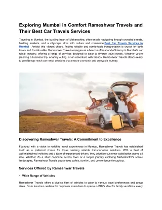 Exploring Mumbai in Comfort Rameshwar Travels and Their Best Car Travels Service