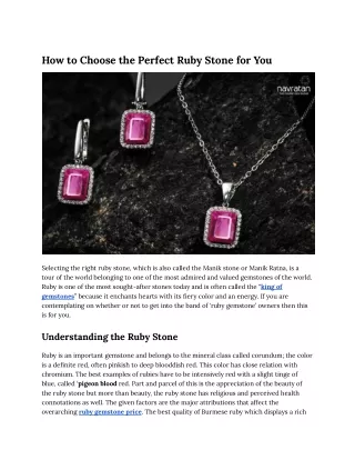 How to Choose the Perfect Ruby Stone for You