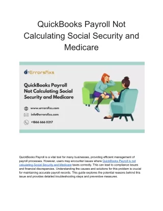 QuickBooks Payroll Not Calculating Social Security and Medicare