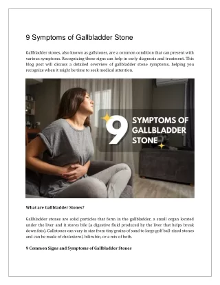 9 Symptoms of Gallbladder Stone