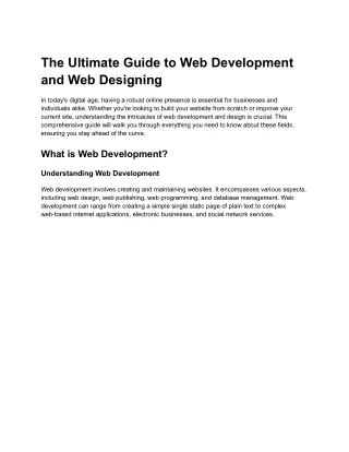 The Ultimate Guide to Web Development and Web Designing
