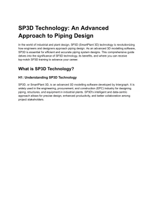 SP3D Technology_ An Advanced Approach to Piping Design