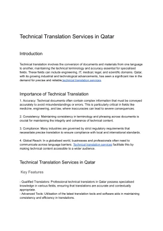 Technical Translation Services in Qatar