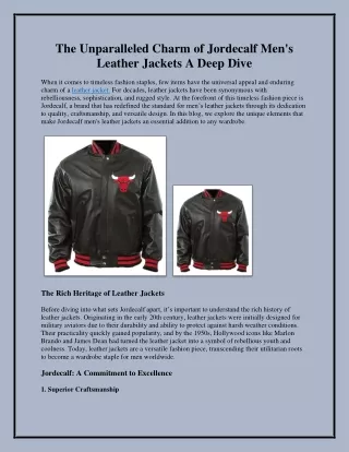 The Ultimate Guide to Jordecalf Men's Leather Jackets: Style, Quality, and Craft