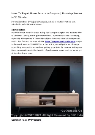 Haier Tv Service in Gurgaon