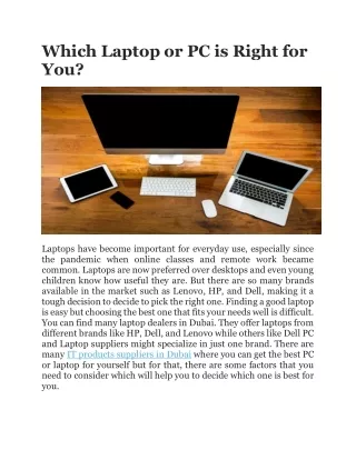 Which Laptop or PC is Right for You?