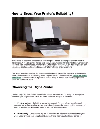 How to Boost Your Printer's Reliability?