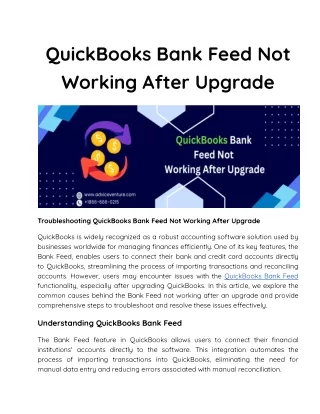 QuickBooks Bank Feed Not Working After Upgrade