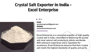 Crystal Salt Exporter in India - Excel Enterprise