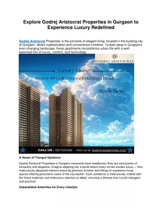 Explore Godrej Aristocrat Properties in Gurgaon to Experience Luxury Redefined