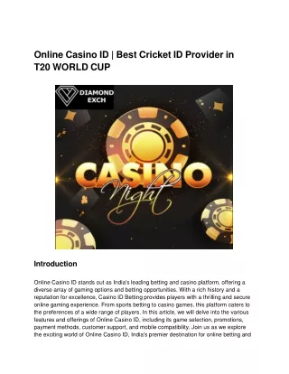 Online Casino ID _ Best Cricket ID Provider in T20 WORLD CUP