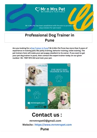 Professional Dog Trainer in Pune