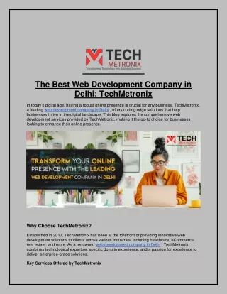 The Best Web Development Company in Delhi: TechMetronix