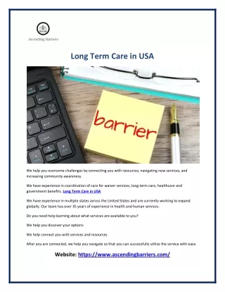 Long Term Care in USA