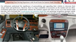 Improving Your Driving Experience with Wood Grain Car Interior Dash Trim Kits