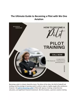 The Ultimate Guide to Becoming a Pilot with We One Aviation