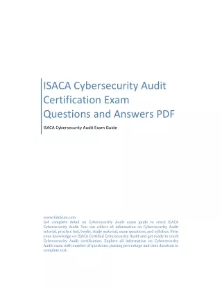 ISACA Cybersecurity Audit Certification Exam Questions and Answers PDF