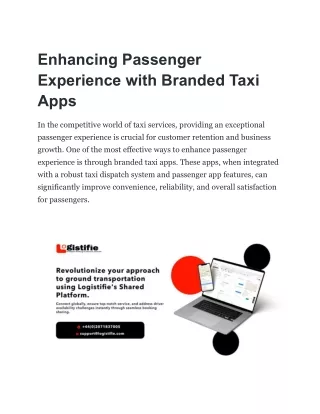 Enhancing Passenger Experience with Branded Taxi Apps