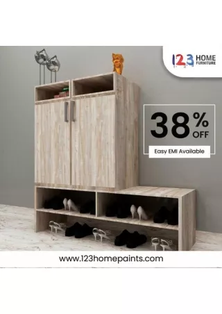 Premium Light English Oak Shoe Cabinet with Comfortable Sitting Area