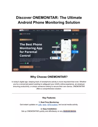 Discover ONEMONITAR_ The Ultimate Android Spy or Monitoring Solution