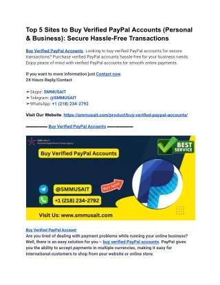 Top 5 Sites to Buy Verified PayPal Accounts (Personal & Business)_ Secure Hassle-Free Transactions