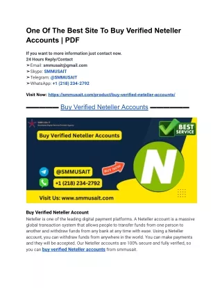 One Of The Best Site To Buy Verified Neteller Accounts _ PDF