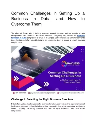 Common Challenges in Setting Up a Business in Dubai and How to Overcome Them