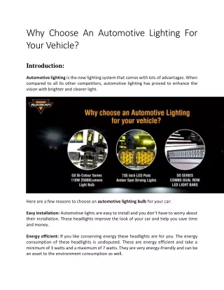 Why Choose An Automotive Lighting For Your Vehicle