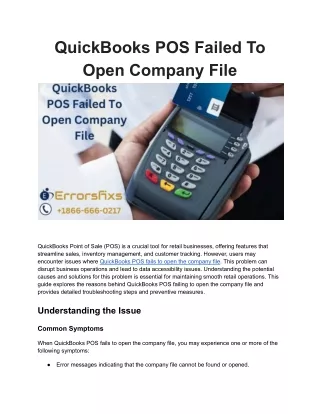 QuickBooks POS Failed To Open Company File