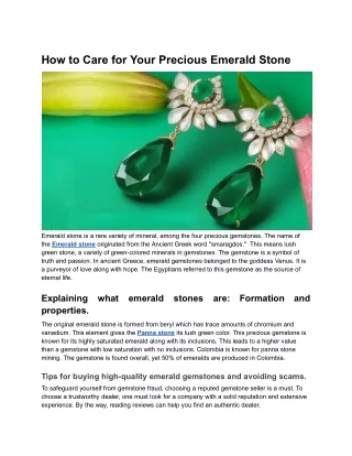 How to Care for Your Precious Emerald Stone