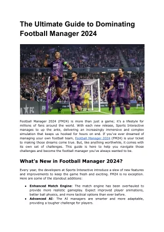 The Ultimate Guide to Dominating Football Manager 2024