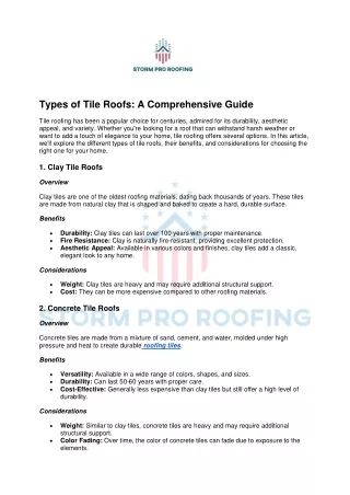 tile roof types