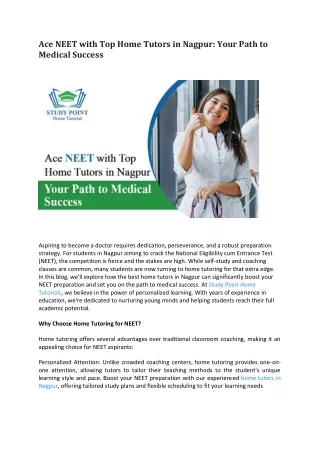 Ace NEET with Top Home Tutors in Nagpur