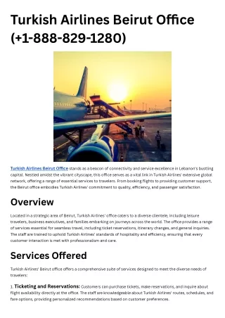 Turkish Airlines Beirut Office ( 1-888-829-1280)