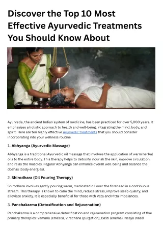 Discover the Top 10 Most Effective Ayurvedic Treatments You Should Know About